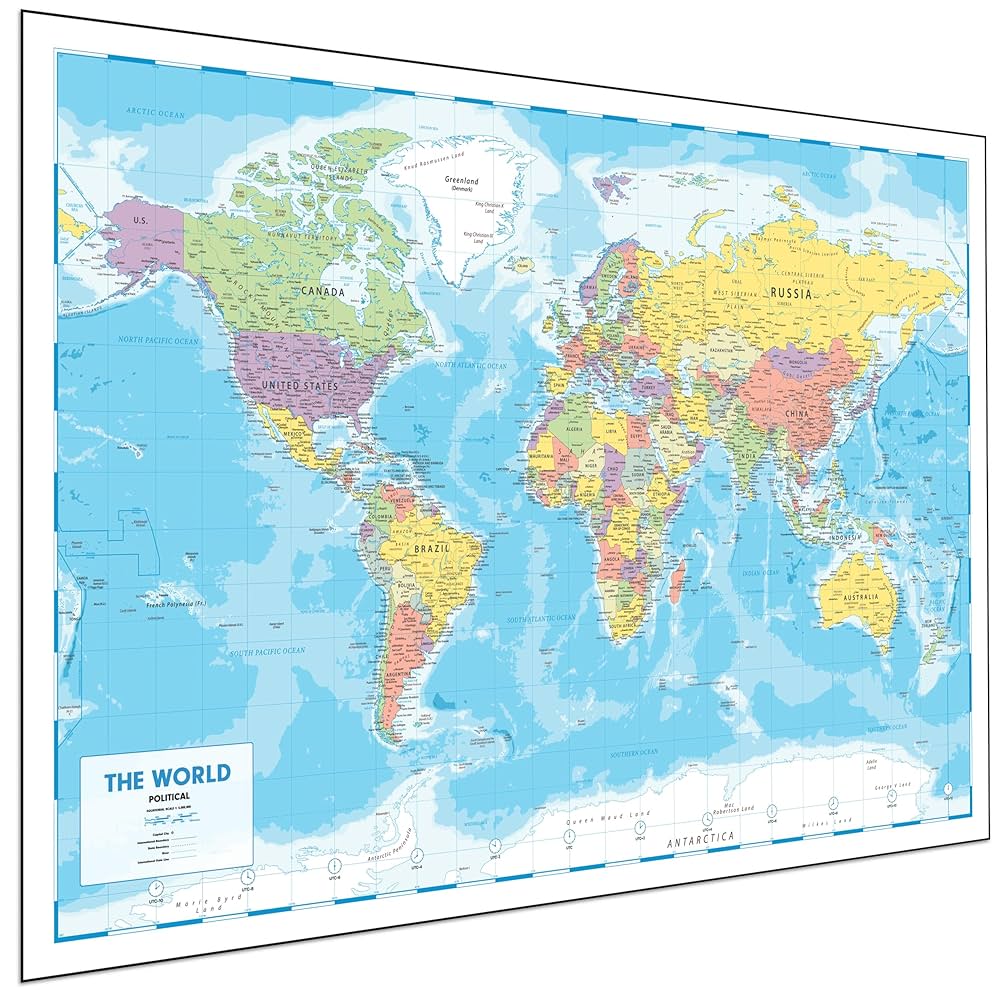 Amazon.co.jp: 世界地図ポスター 33 x 24インチ 世界地図 大型